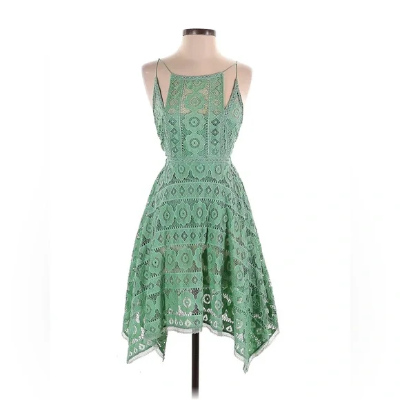 Free People Just Like Honey Mint Green Lace Spaghetti Straps Dress size 6 - Picture 2 of 7